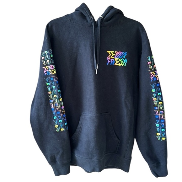 Teddy Fresh Sz L Black Hoodie Brand in Rainbow Print - Picture 6 of 6